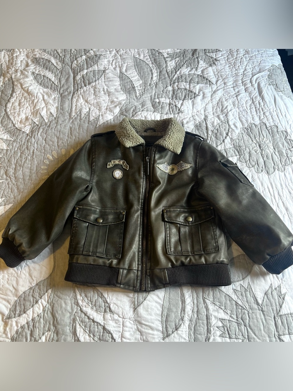 Pacific Trail Kids Boys Medium  
5/6 Brown Faux Leather Bomber Jacket